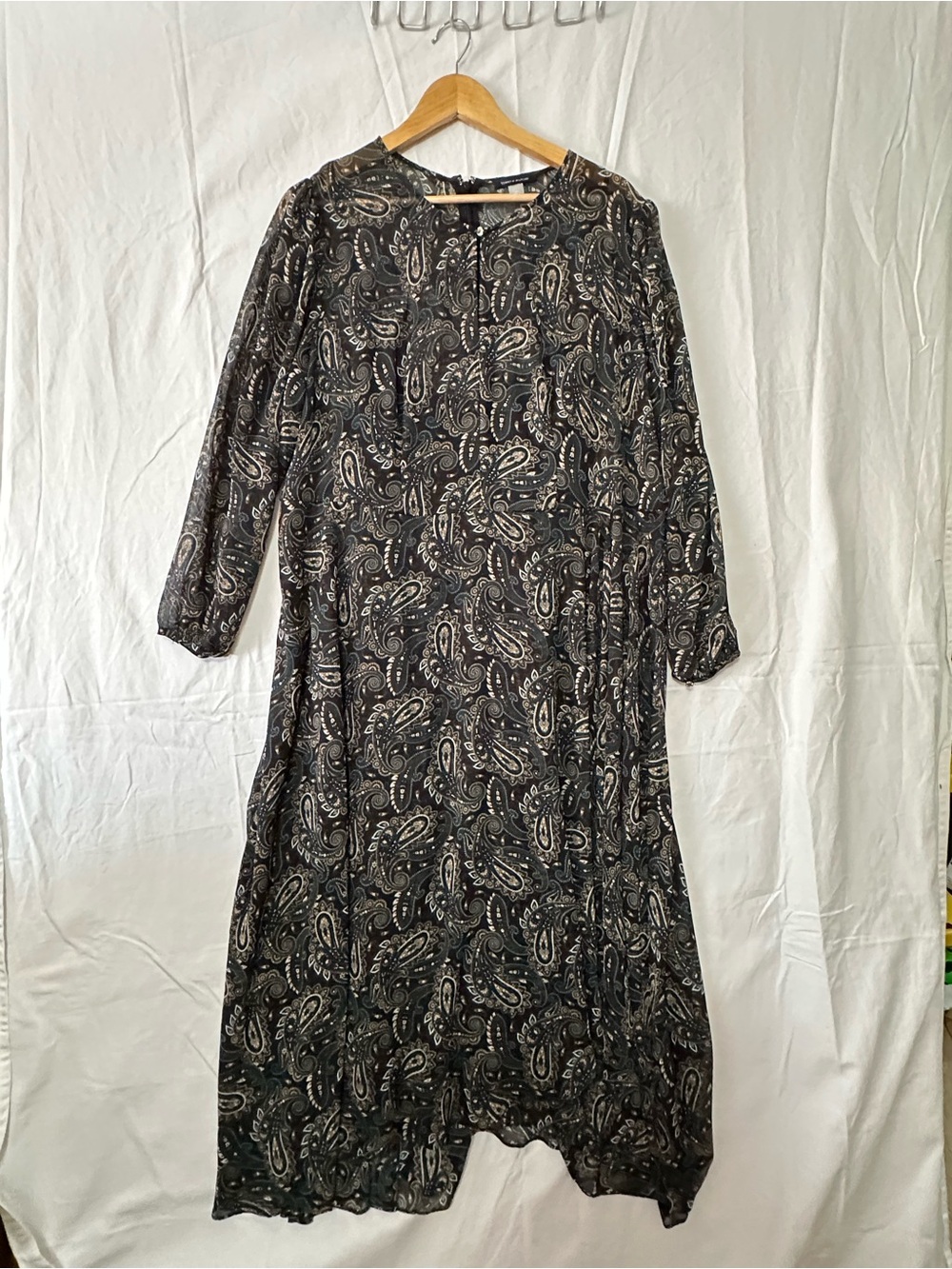 Tommy Hilfiger Black Paisley Tie-Neck Maxi Dress